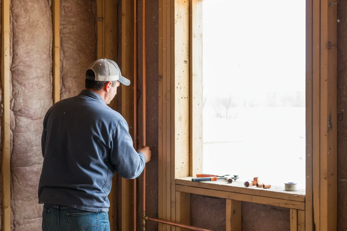 Licensed plumber running new copper supply lines in a West River home