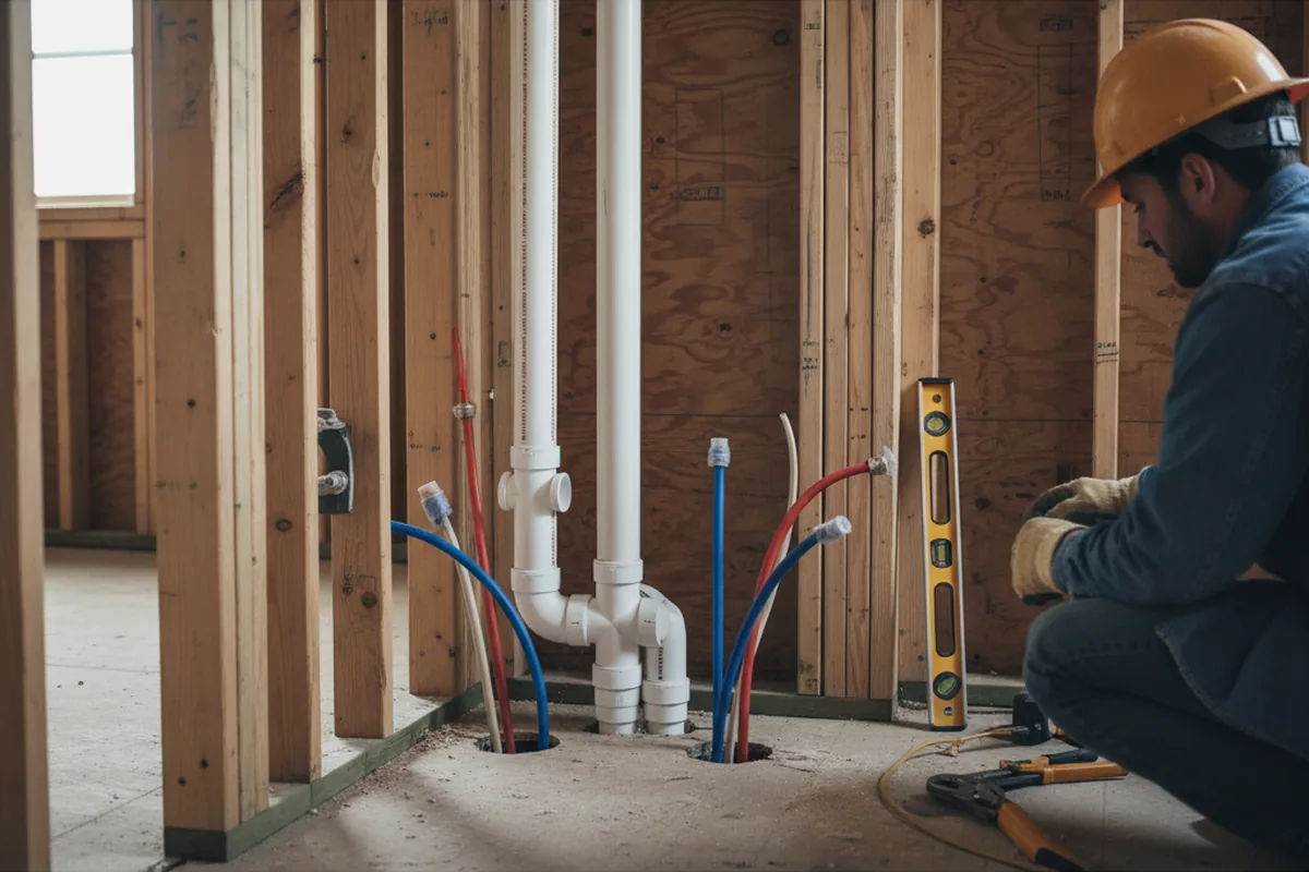 Drain and supply rough-in during Drain Cleaning in West River