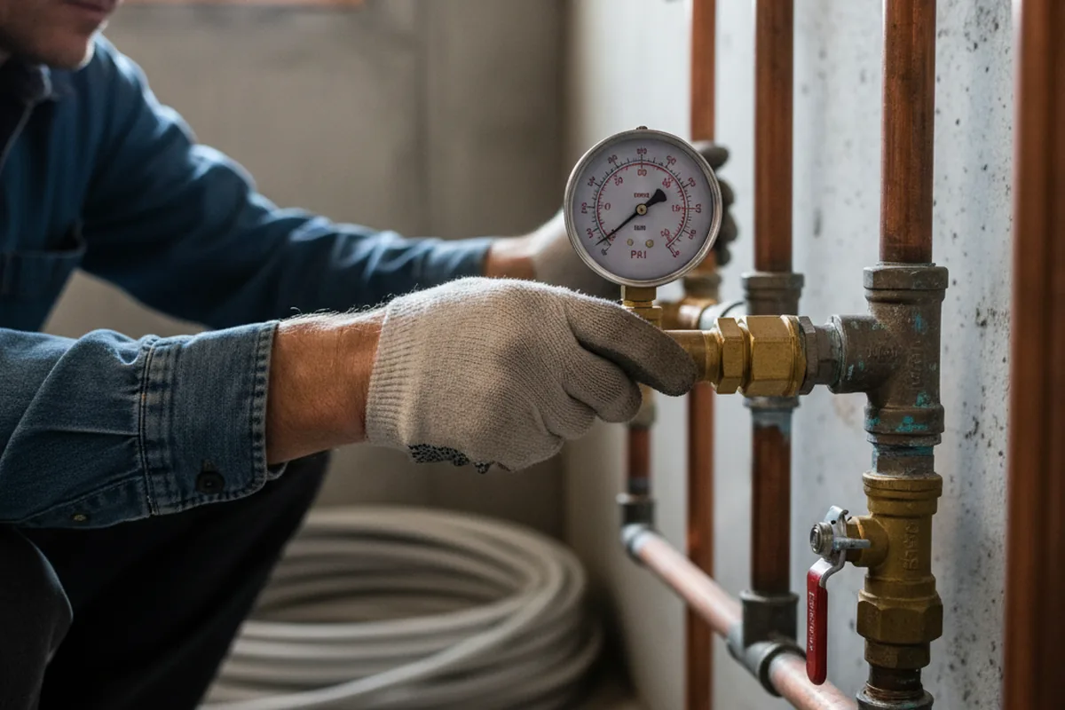 Pressure testing a repaired line during Water Line Repair in West River